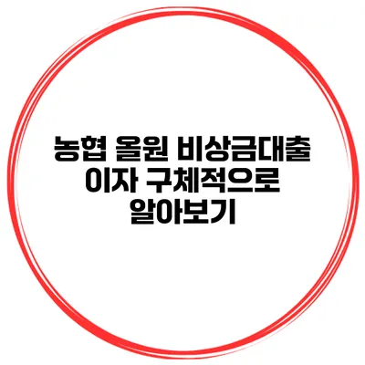농협 올원 비상금대출 이자 구체적으로 알아보기