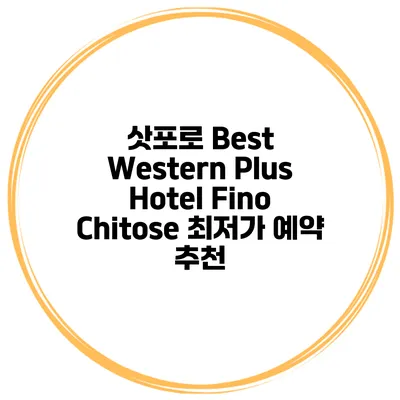 삿포로 Best Western Plus Hotel Fino Chitose 최저가 예약 추천