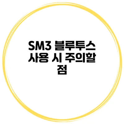 SM3 블루투스 사용 시 주의할 점