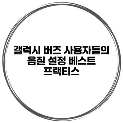 갤럭시 버즈 사용자들의 음질 설정 베스트 프랙티스