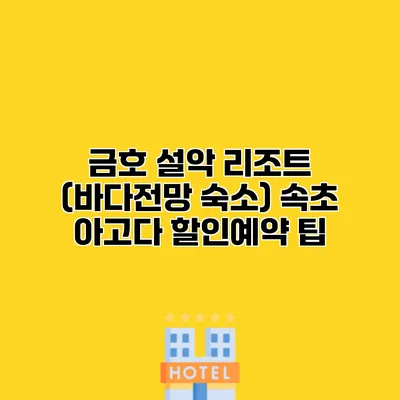 금호 설악 리조트 (바다전망 숙소) 속초 아고다 할인예약 팁
