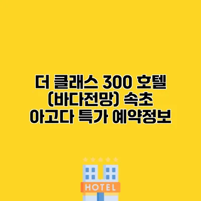 더 클래스 300 호텔 (바다전망) 속초 아고다 특가 예약정보