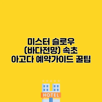 미스터 슬로우 (바다전망) 속초 아고다 예약가이드 꿀팁