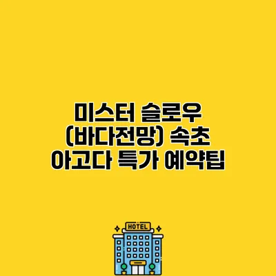 미스터 슬로우 (바다전망) 속초 아고다 특가 예약팁