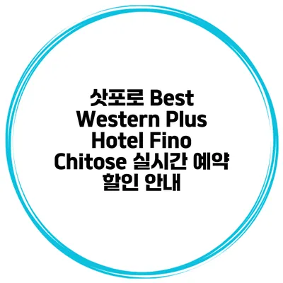 삿포로 Best Western Plus Hotel Fino Chitose 실시간 예약 할인 안내