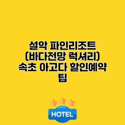 설악 파인리조트 (바다전망 럭셔리) 속초 아고다 할인예약 팁