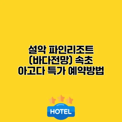 설악 파인리조트 (바다전망) 속초 아고다 특가 예약방법