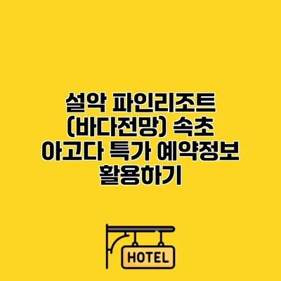 설악 파인리조트 (바다전망) 속초 아고다 특가 예약정보 활용하기