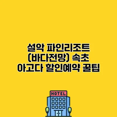 설악 파인리조트 (바다전망) 속초 아고다 할인예약 꿀팁