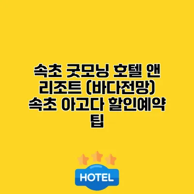 속초 굿모닝 호텔 앤 리조트 (바다전망) 속초 아고다 할인예약 팁