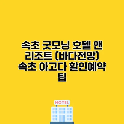속초 굿모닝 호텔 앤 리조트 (바다전망) 속초 아고다 할인예약 팁