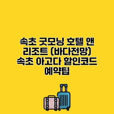 속초 굿모닝 호텔 앤 리조트 (바다전망) 속초 아고다 할인코드 예약팁