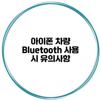 아이폰 차량 Bluetooth 사용 시 유의사항