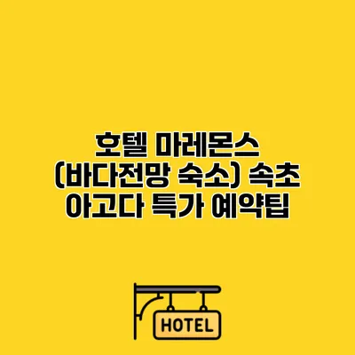 호텔 마레몬스 (바다전망 숙소) 속초 아고다 특가 예약팁